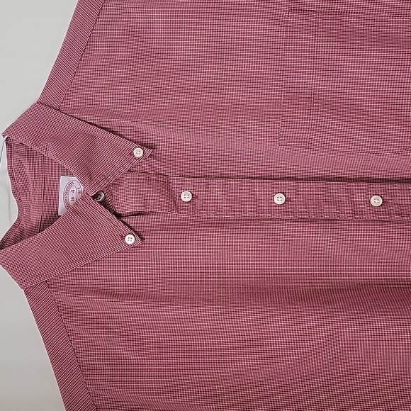 Brooks Brothers Size L (16-4) Burgundy & White Checkered Long Sleeve Button Down - Picture 2 of 11